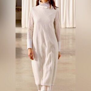 Zara Wool 2 PIECES Ecru Jacquard Dress and Pants ZW Collection NWT size medium,